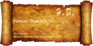 Hanus Damján névjegykártya